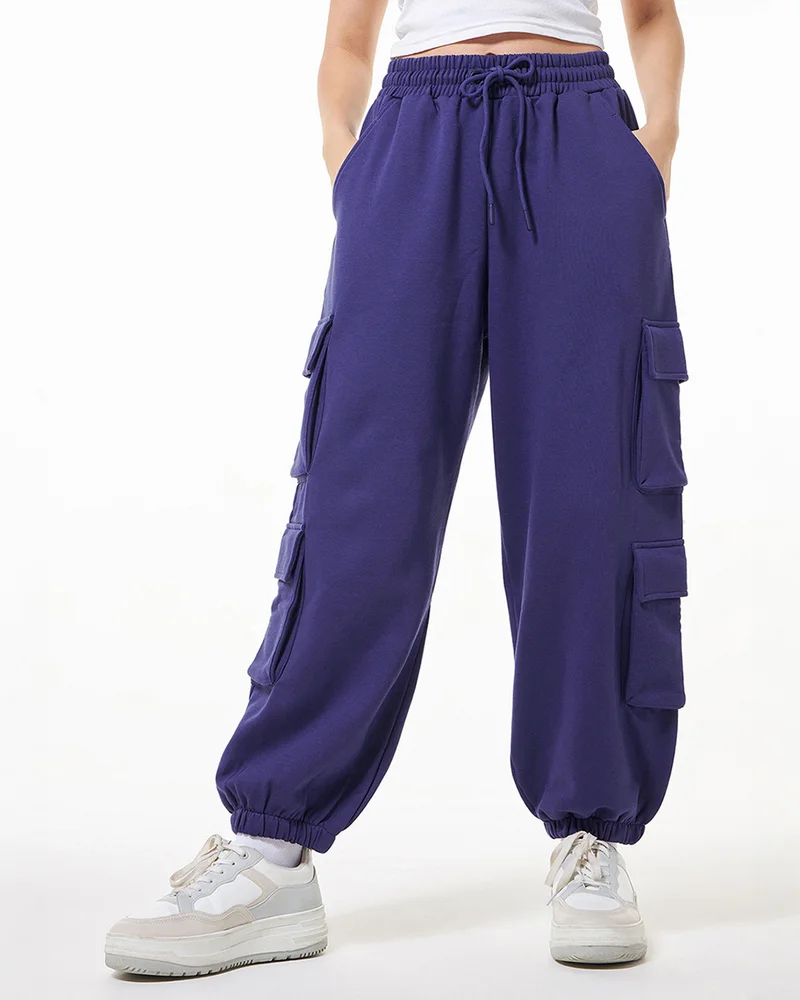 بيواكوف Women's Skipper Blue Super Loose Fit Brushed Joggers